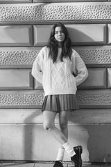 Nonna 100% merino vilnos megztinis su pynėmis Balta