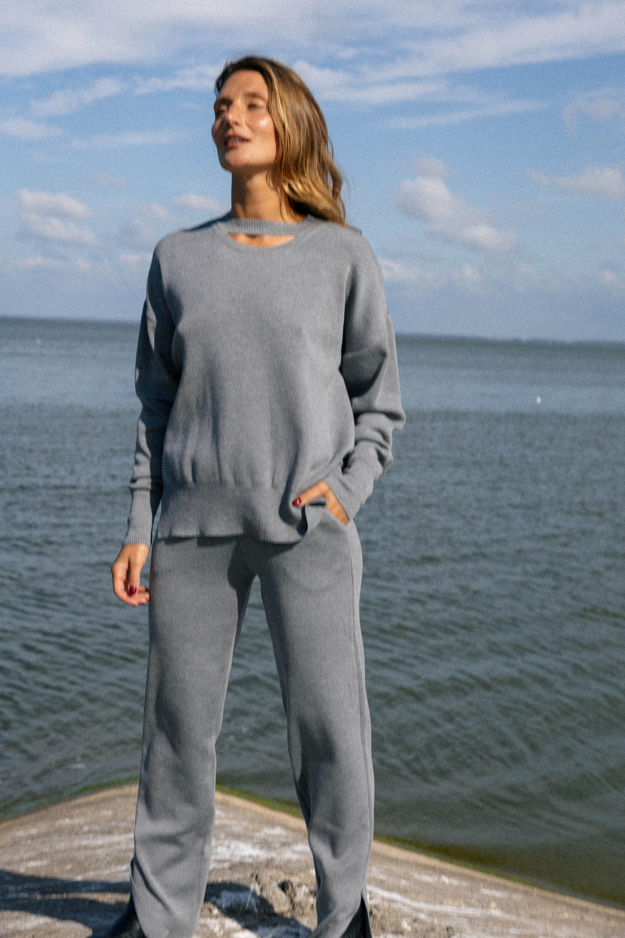 Ora & Rotondo 100% Merino Co-ord in Light Grey