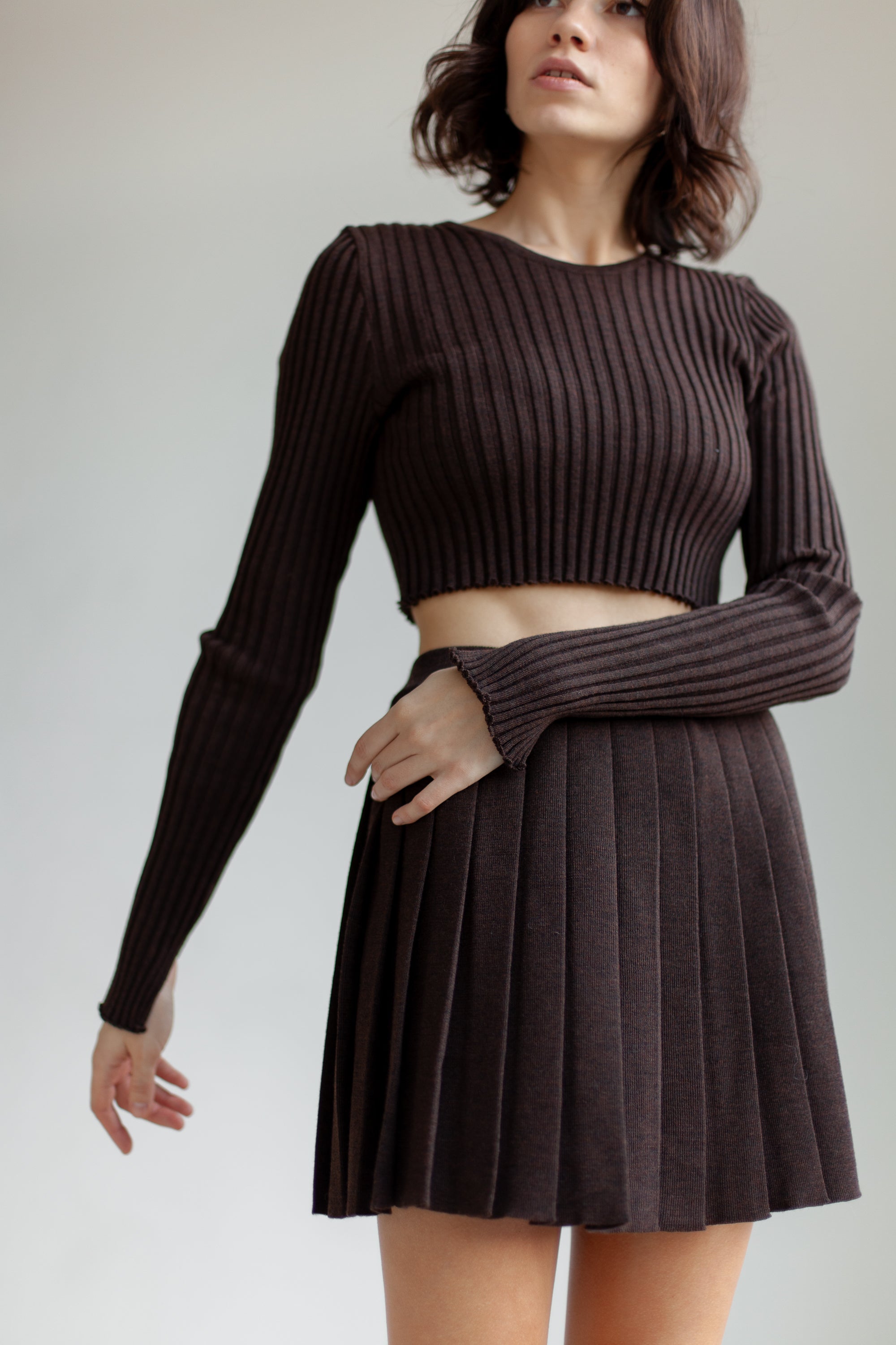 Brera 100% Merino Crop Top Chocolate *LIMITED EDITION*