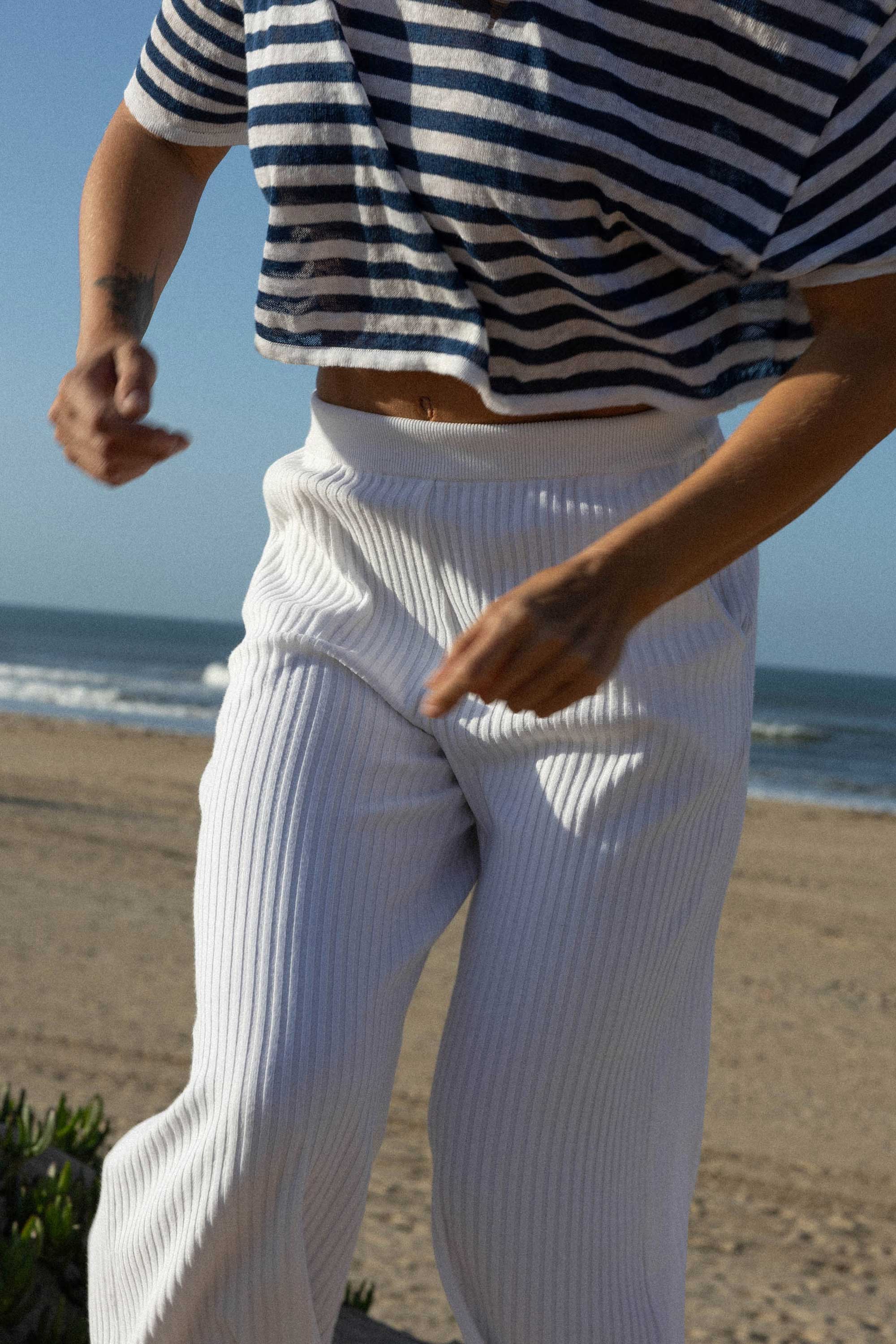 Vera Ribbed Pants White