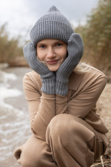 Nonna 100% merino pirštinės Pilka