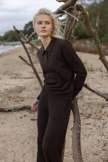 Galante 100% merino polo palaidinė Šokoladas