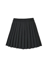 Piccolo Pleated 100% Merino Mini Skirt Black