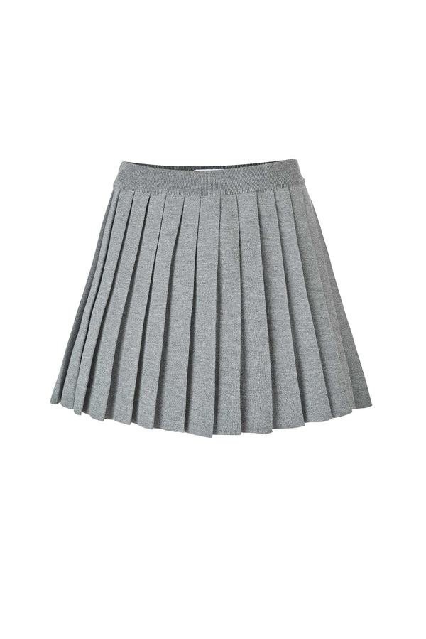 Piccolo Pleated 100% Merino Mini Skirt Grey