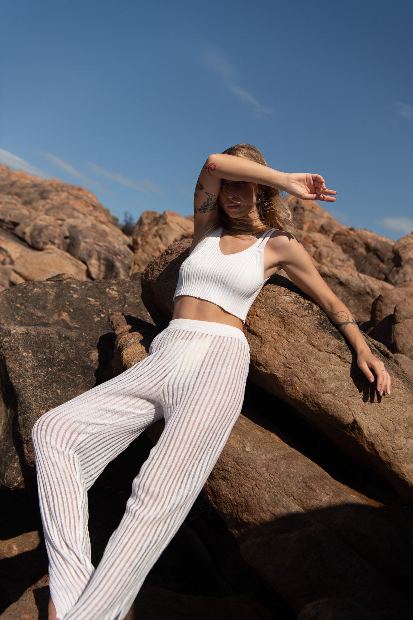 Donna Ribbed Crop Top White