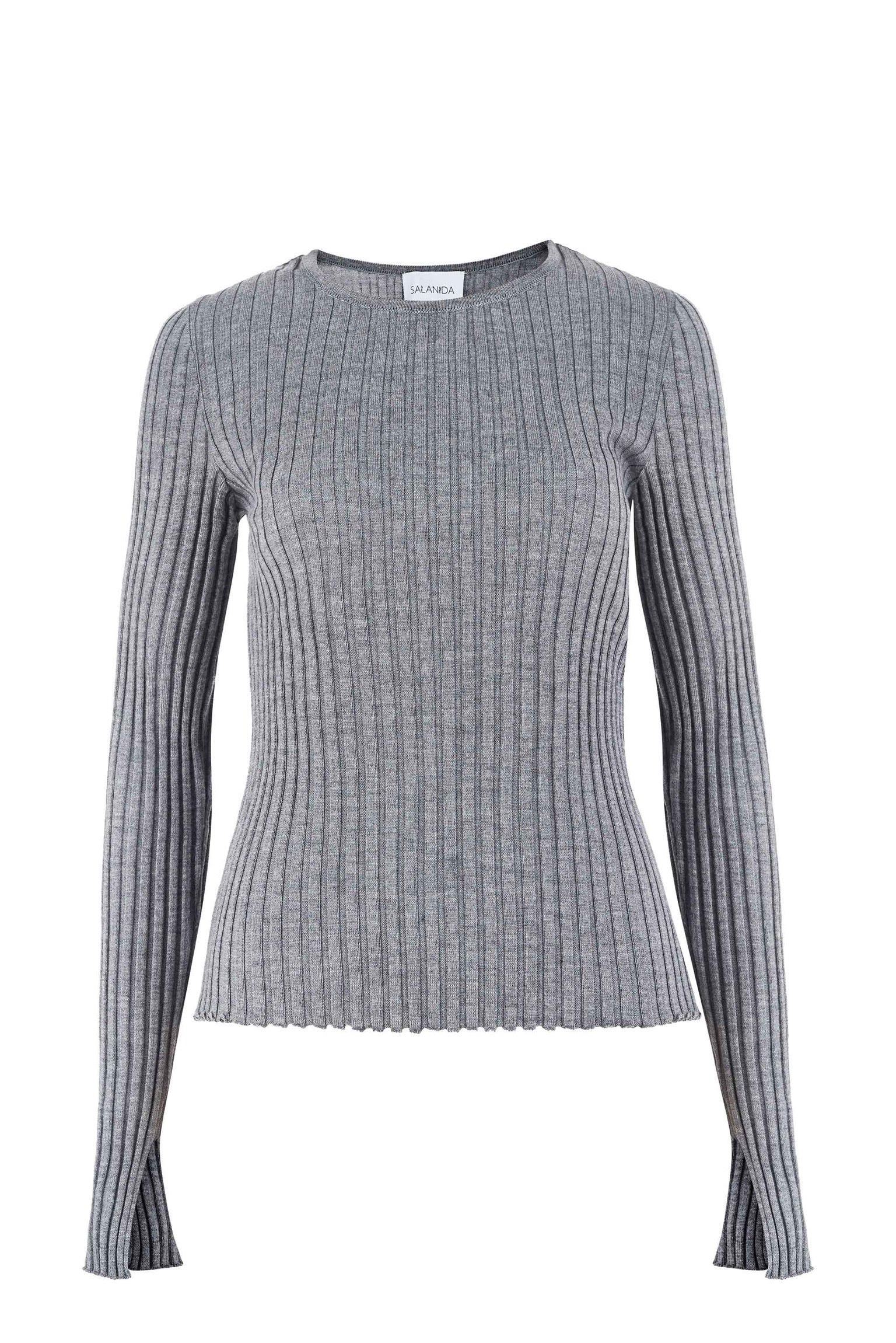 Brera 100% Merino Long-Sleeve Top Light Grey