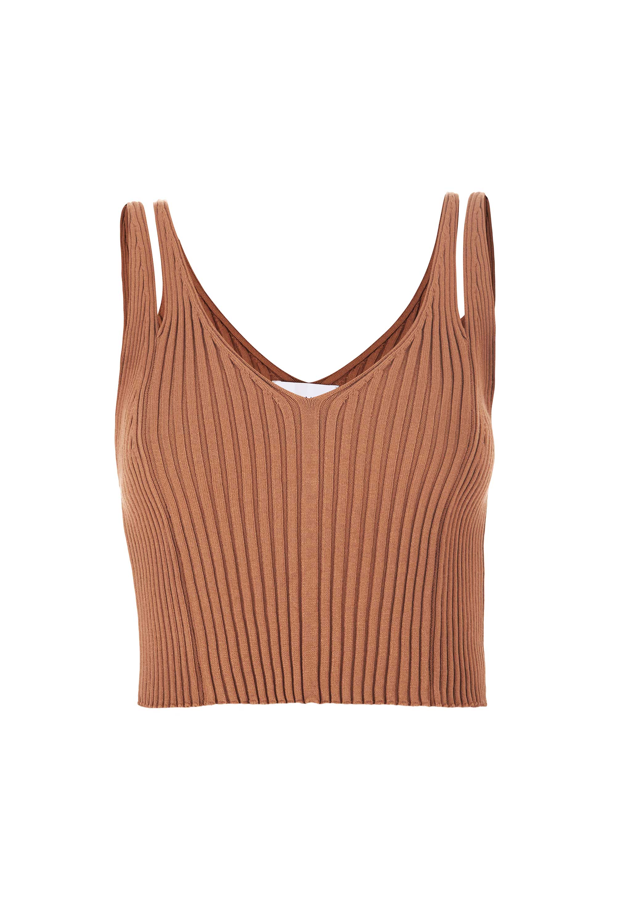 Donna Ribbed Crop Top Caramel