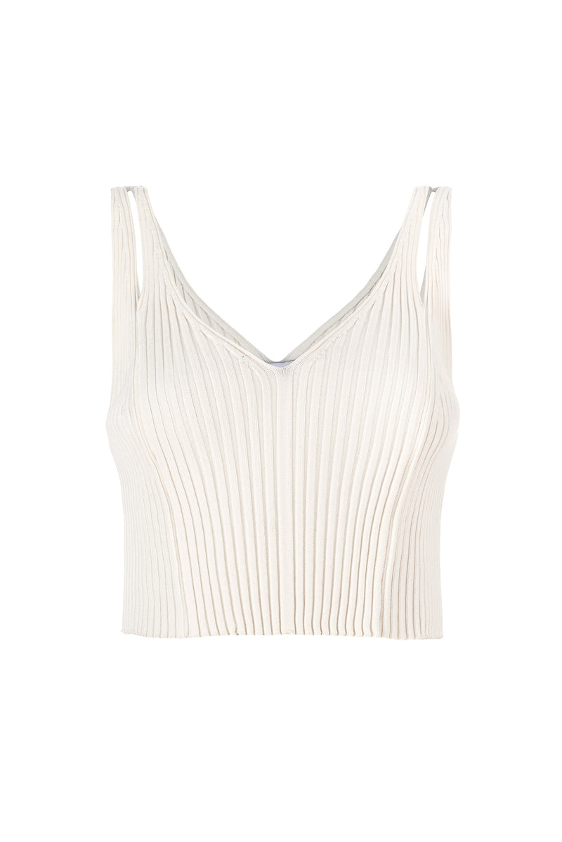 Donna Ribbed Crop Top White