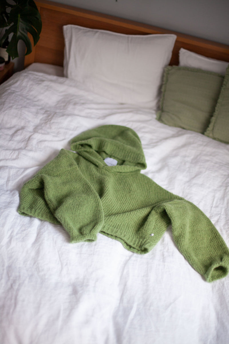 Nuvola alpakos megztinis su gaubtuvu Žalias *RIBOTO LEIDIMO*