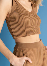 Donna Ribbed Crop Top Caramel